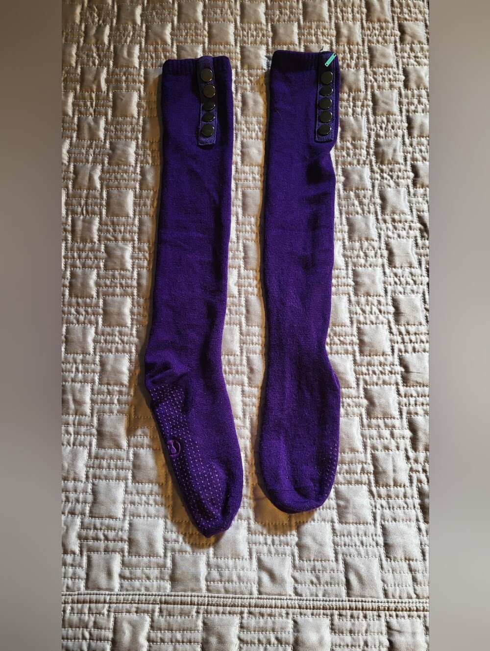 Vintage Lululemon Black Grape Grip Socks With Snap Accent